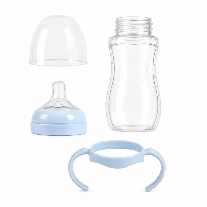 Biberon anti-colique avec poignées 240 ml Bibimood sur fond blanc
