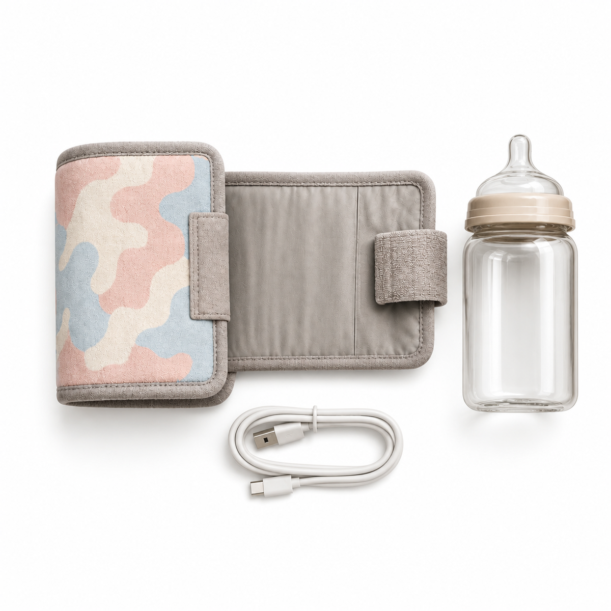 Chauffe-biberon nomade USB Bibimood sur fond blanc