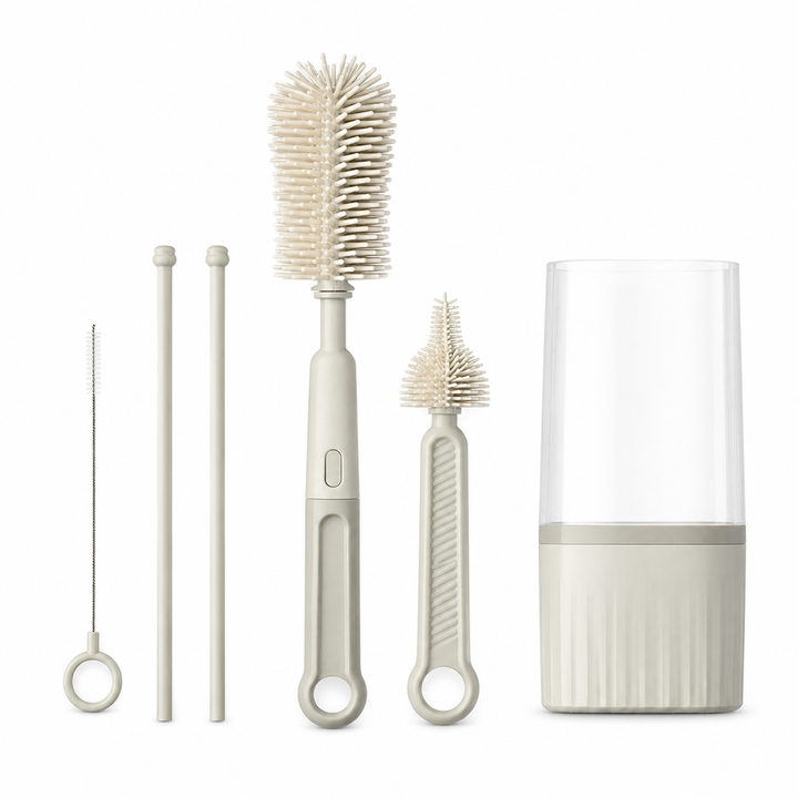 Set de brosses biberon silicone Bibimood sur fond blanc