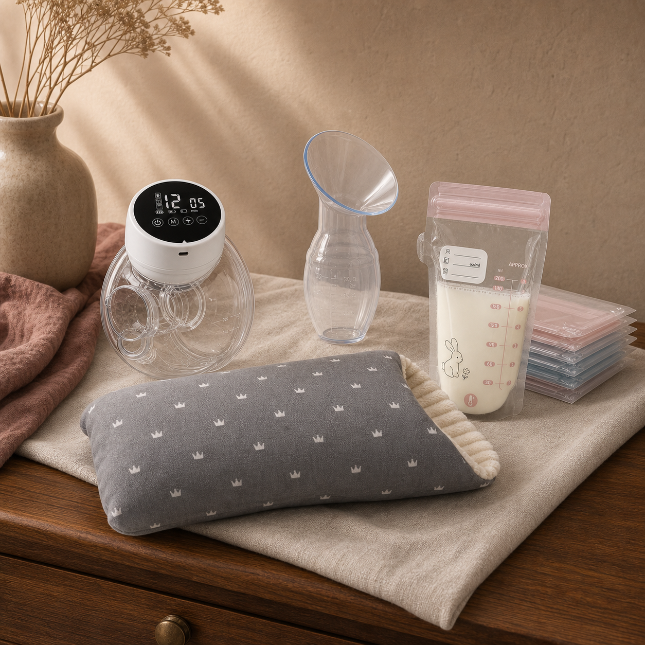 Pack Allaitement Liberté Bibimood — tire-lait électrique, tire-lait manuel, sachets de conservation et coussin