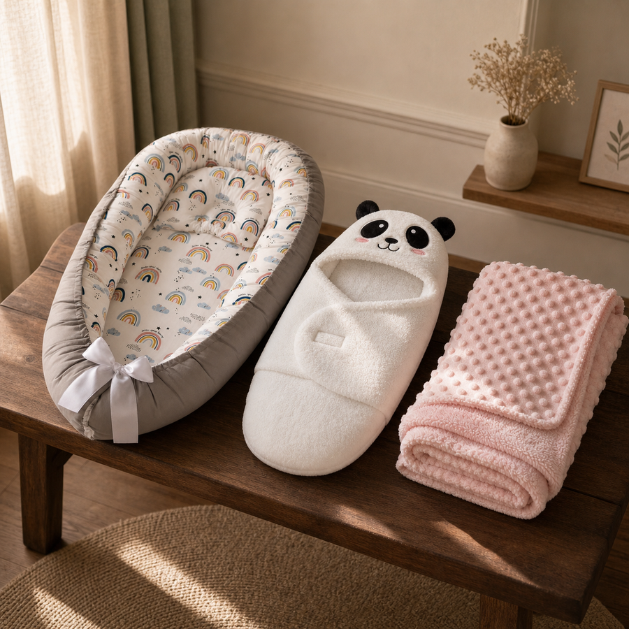 Pack Cocon Premier Sommeil bébé Bibimood — nid, gigoteuse et couverture