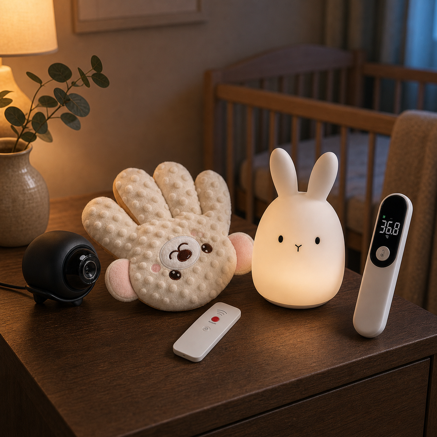 Pack Sérénité Nuit Complète bébé Bibimood — mini caméra WiFi HD, coussin apaisant, veilleuse et thermomètre
