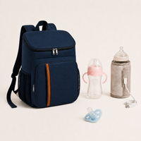 Pack Voyage Bibimood bleu marine avec biberon rose et sucette bleue